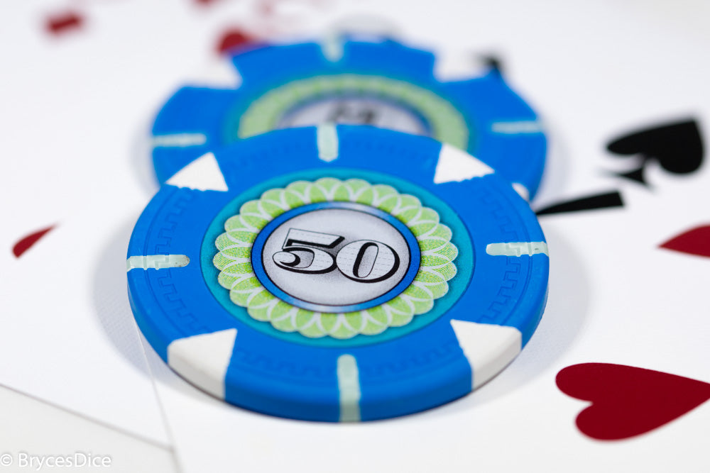13.5g 'Basic' Poker Chip (50) Blue/grey/white [sold by the piece]