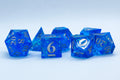 Water Sharp Resin 7-Dice RPG DND Set (w/Silver Numbers)