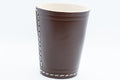 Handmade Leather Dice Cup (Brown) No Lining white thread Simple