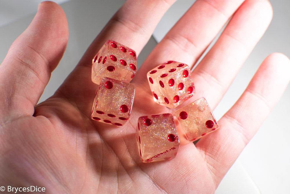BrycesDice 16mm Glitter d6 (Red) Square Edge [per die]