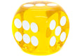 Clear Yellow 50mm d6 with White Pips Jumbo Pipped Dice
