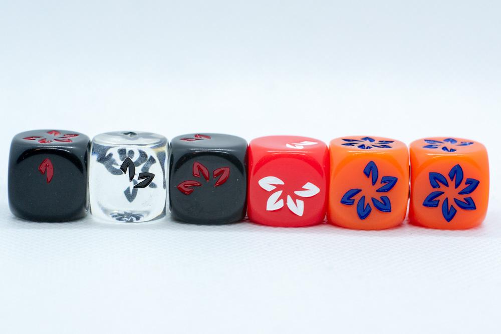 10-Pack Orange w/Blue Falling Petals Dice 16mm D6 Flower Dice
