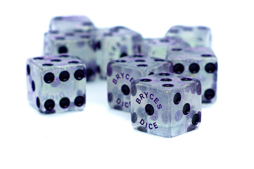 BrycesDice 16mm Glitter d6 (Purple) Square Edge [per die]
