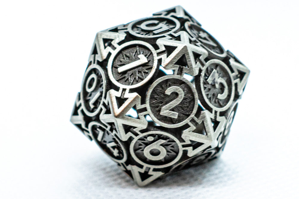 Iron Grey Deadly Arrow Dice | 7-Dice RPG Set High Visibility