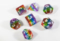 Translucent Rainbow Aurora Poly Dice Set Red Yellow Green Blue (7) New RPG DnD