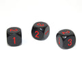 Opaque 16mm d3 (d6 w/1-2-3 twice) Black/red (sold per piece)