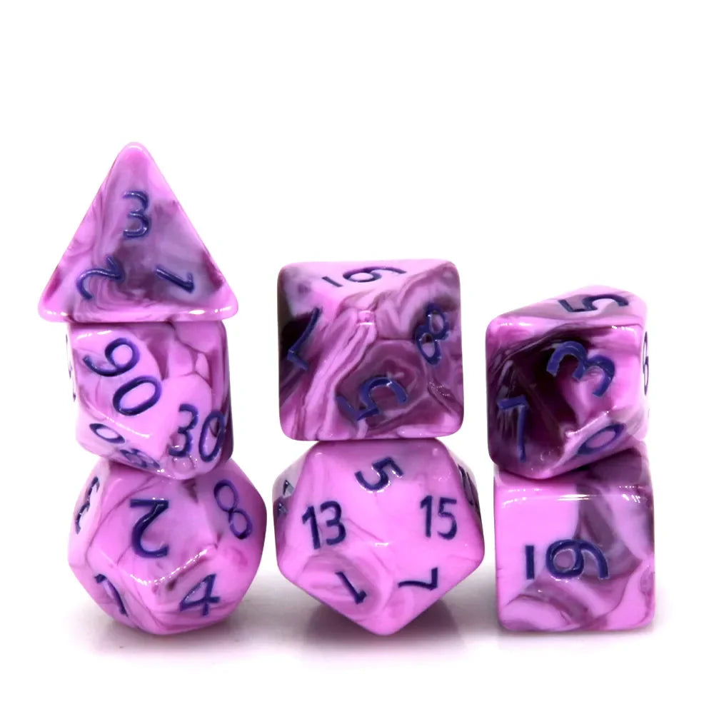 Warlock's Pain 7-Dice Set Purple & Light Purple w/Purple Numbers Dnd Dice Set
