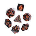 Halloween Black w/Orange | Pumpkin/Ghost/Bat/Cauldron 7-Dice Set DND