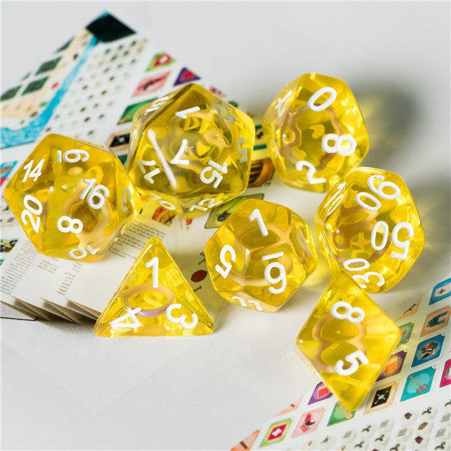Yellow Circle / Gold Hedgehog Ring Dice 11-Dice Set RPG