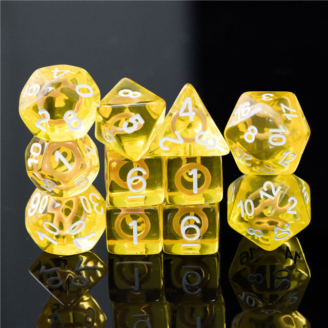 Yellow Circle / Gold Hedgehog Ring Dice 11-Dice Set RPG