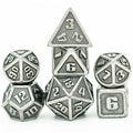 Silver Mini Metal Dice Ancient Effect | (10mm to 15mm) 7-Dice Udixi RPG