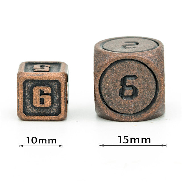 Silver Mini Metal Dice Ancient Effect | (10mm to 15mm) 7-Dice Udixi RPG