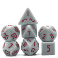 Grey Homage 7-Dice Set w/Red Numbers Minimalist