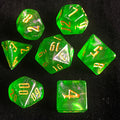 'Glitter Party' Green Glitter Dice (Golden font)