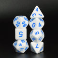 White Opaque with Blue Numbering 7-Dice Set RPG