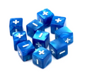 Pearl Blue Fudge Dice | 16mm Dice with White Plus / Minus and Blank Sides