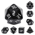 Economy Black Dice (White font) 7-Dice Set RPG DND