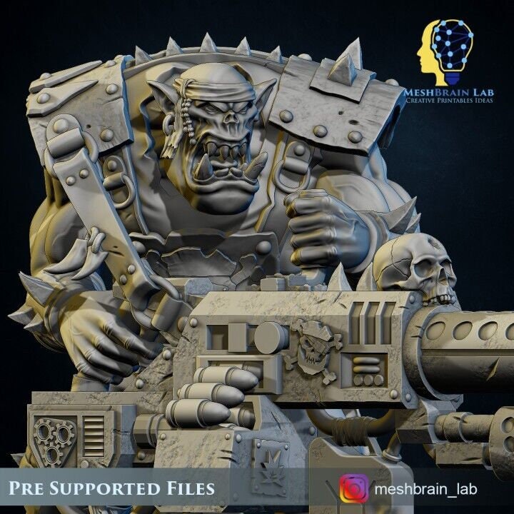 3d Printed Ork Pirate Big Bada Boom Flamethrower by Meshbrain Labs