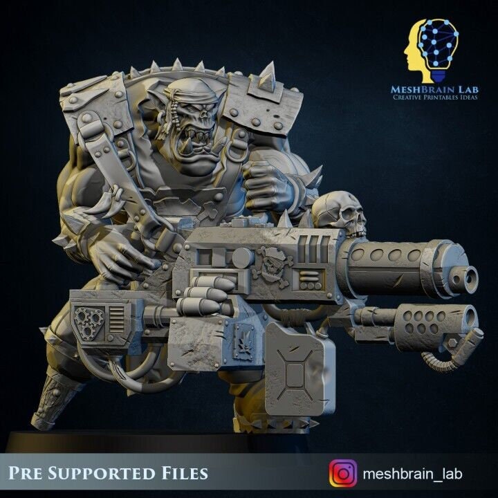 3d Printed Ork Pirate Big Bada Boom Flamethrower by Meshbrain Labs
