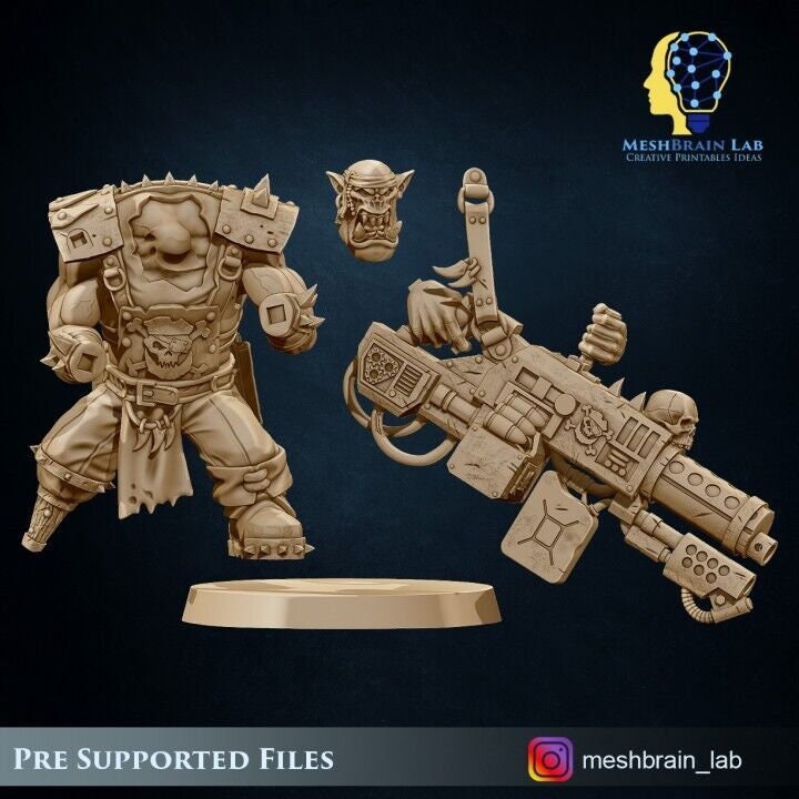3d Printed Ork Pirate Big Bada Boom Flamethrower by Meshbrain Labs