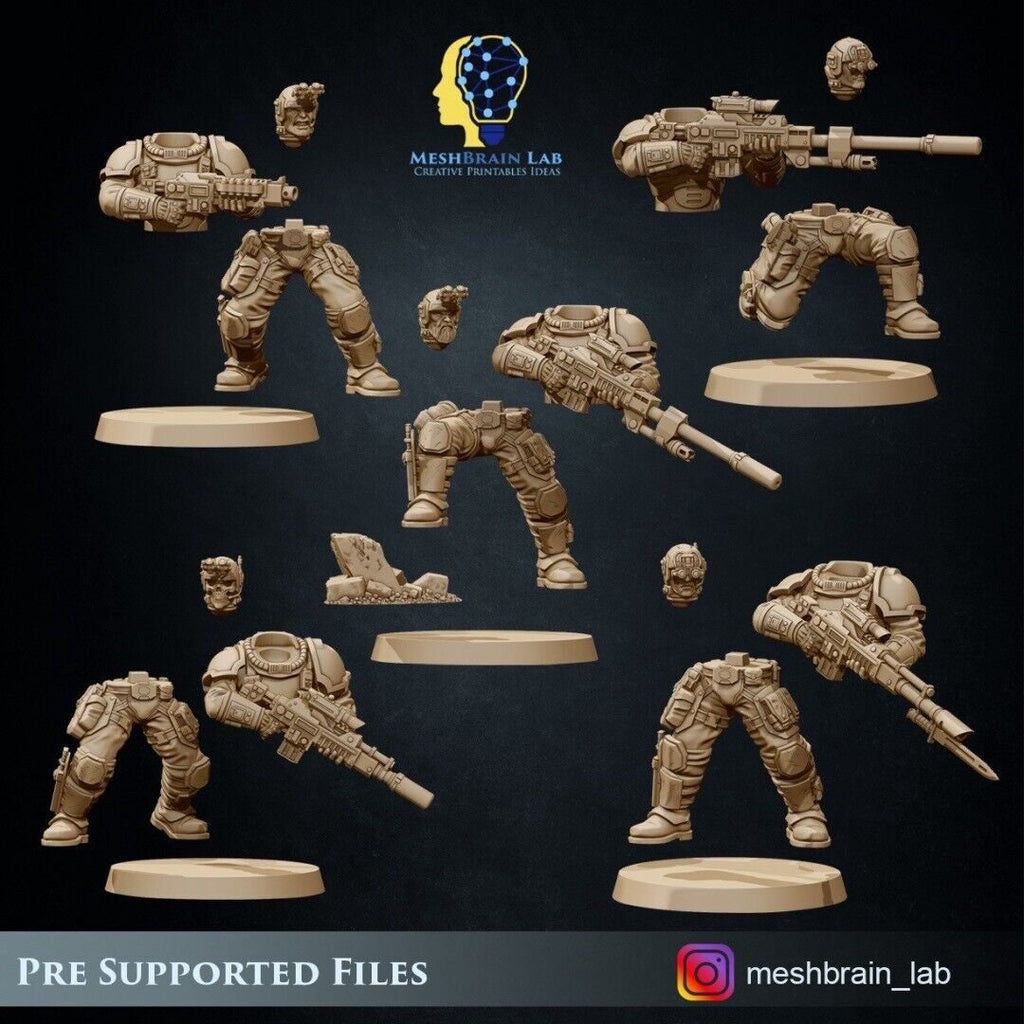 3d Printed Imperial Marine Scout Squad x5 by Meshbrain Labs
