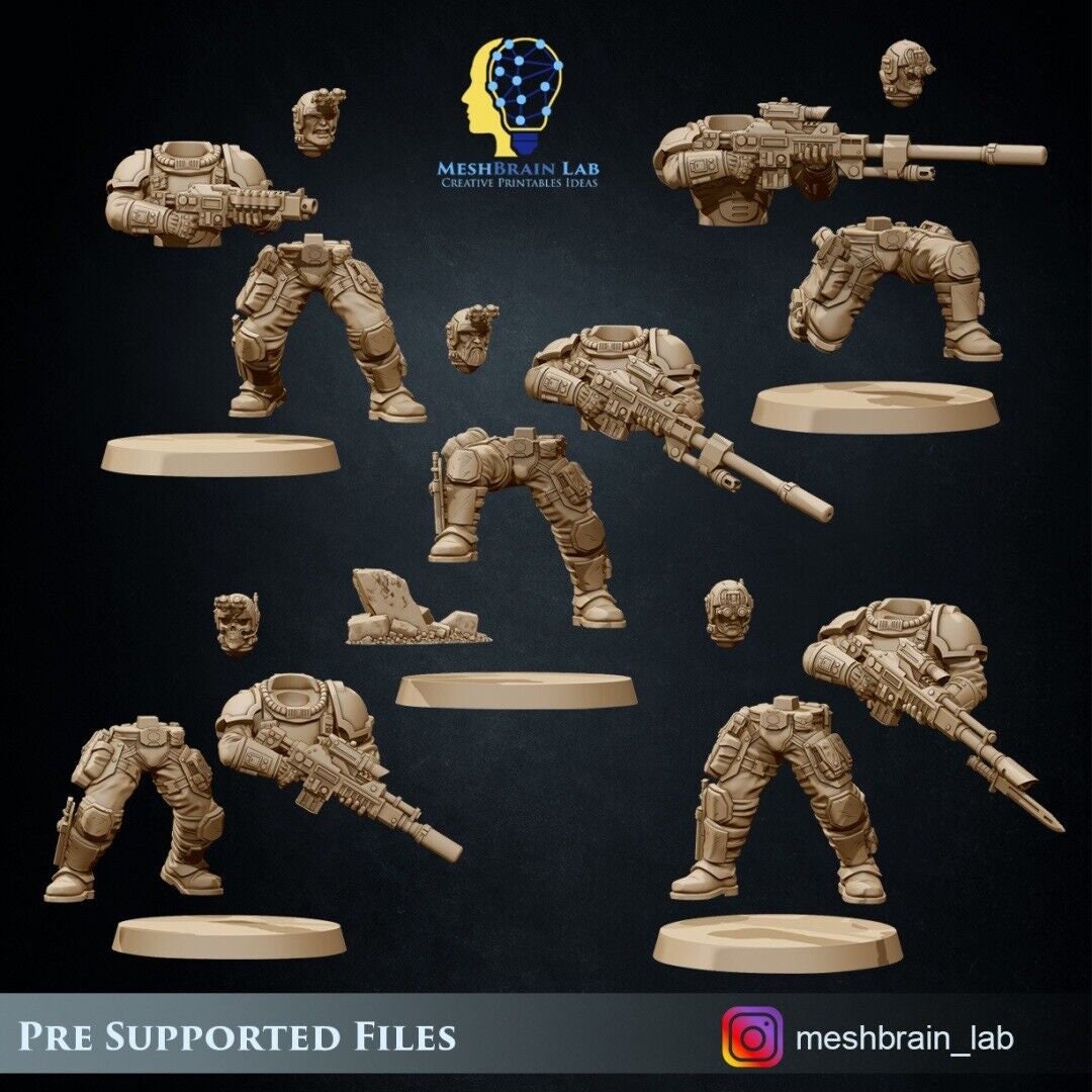 3d Printed Imperial Marine Scout Squad x5 by Meshbrain Labs