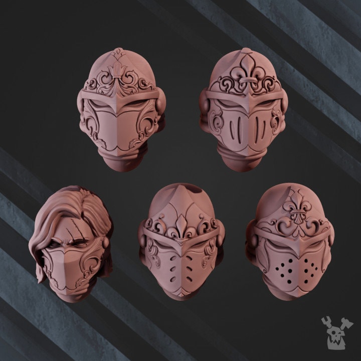 3d Printed War Sisters Bits "Valiant Heart" - Helmet Set x5 by DakkaDakka