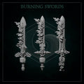 3d Printed Burning Swords x6 by Greytide Studio