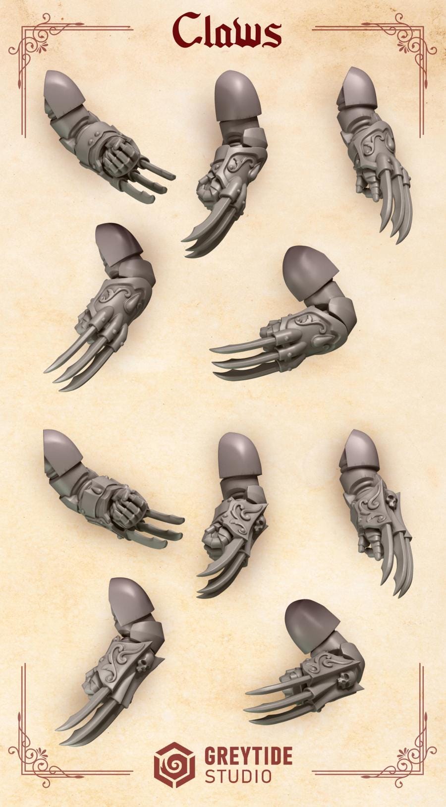 3d Printed Crimson Lords Claws x10 by Greytide Studio