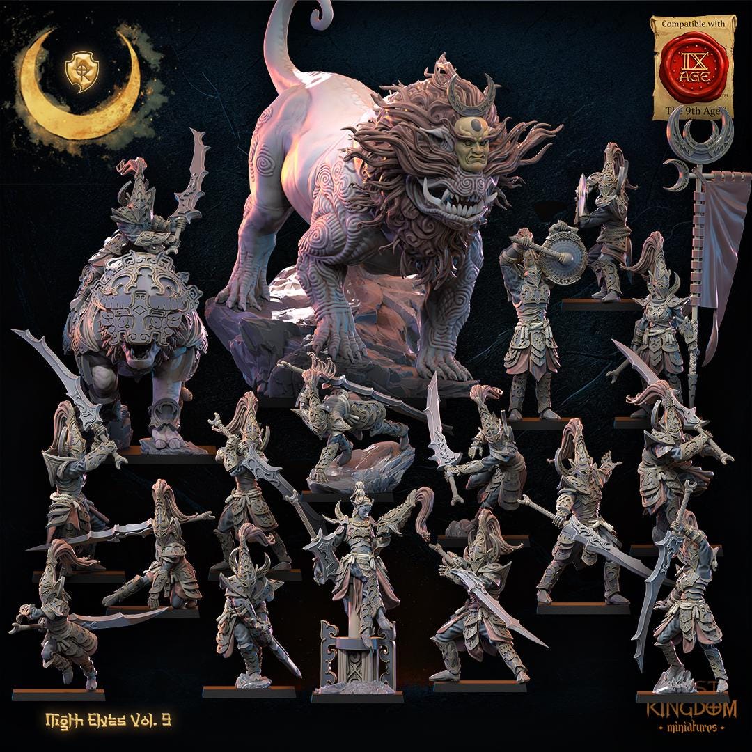 3D Printed Night Elf Hero Beast Rider by Lost Kingdom Miniatures