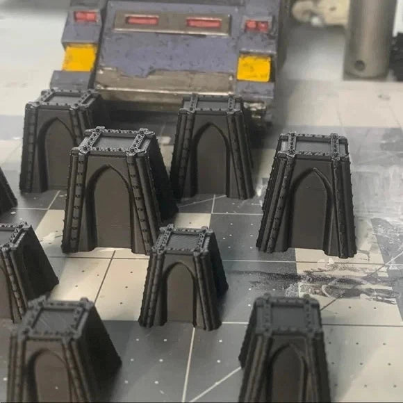 10 Pack Reinforced Concrete Dragon Teeth Tank Trap Intact Sci Fi Industrial 28mm