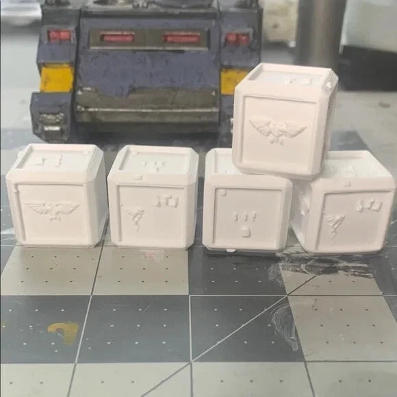 Pack of 5 Medical Crates 28mm Scenery and Terrain Sci Fi Industrial Wargames