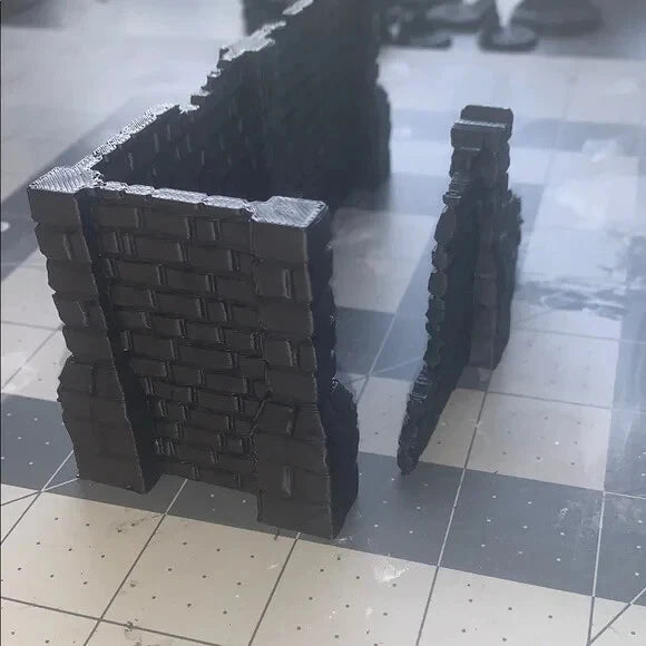 Pack of 2 Damaged Brick Walls Sci Fi Industrial for 28mm Wargames