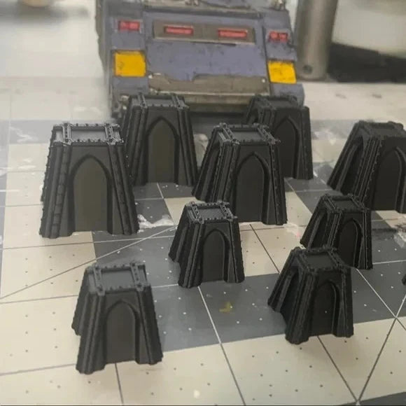 10 Pack Reinforced Concrete Dragon Teeth Tank Trap Intact Sci Fi Industrial 28mm