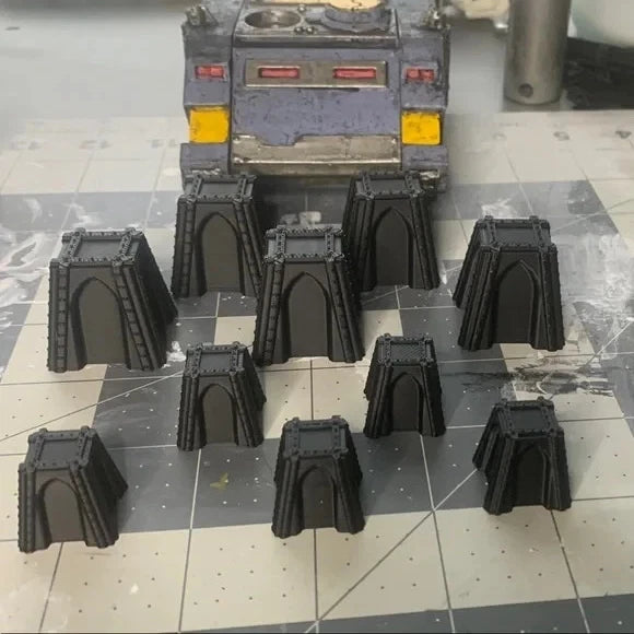 10 Pack Reinforced Concrete Dragon Teeth Tank Trap Intact Sci Fi Industrial 28mm