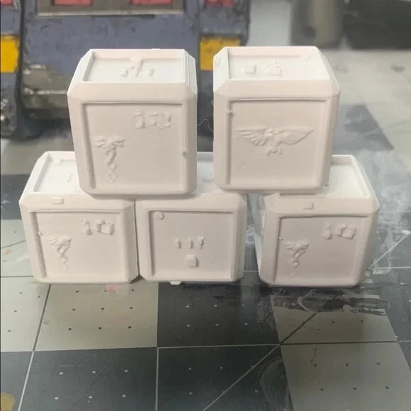Pack of 5 Medical Crates 28mm Scenery and Terrain Sci Fi Industrial Wargames