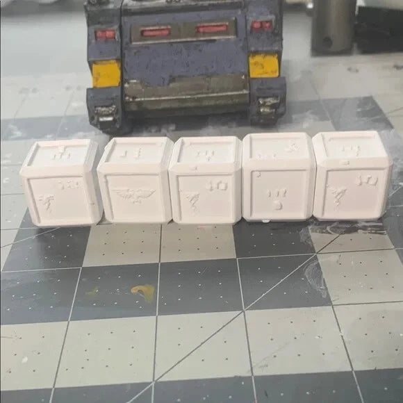 Pack of 5 Medical Crates 28mm Scenery and Terrain Sci Fi Industrial Wargames