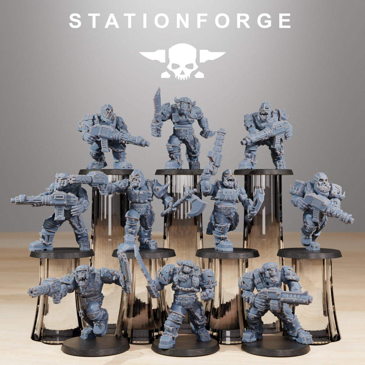 3D Printed Orkaz Skull Infantry x10 by StationForge Miniatures